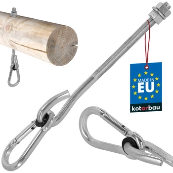 Hák na houpačku s karabinou šroubový do dřeva m12 230 mm