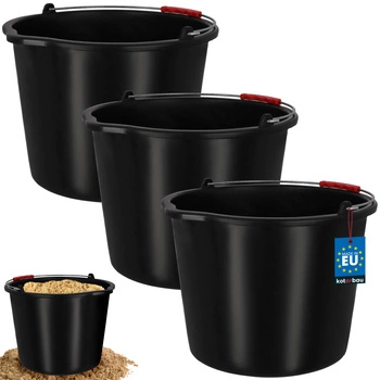 Vědro stavební hospodářské s výlevkou 20 l černé sada 3 ks