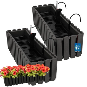 Květináč balkónový šedý na zábradlí 600 MM Sada 2 ks..